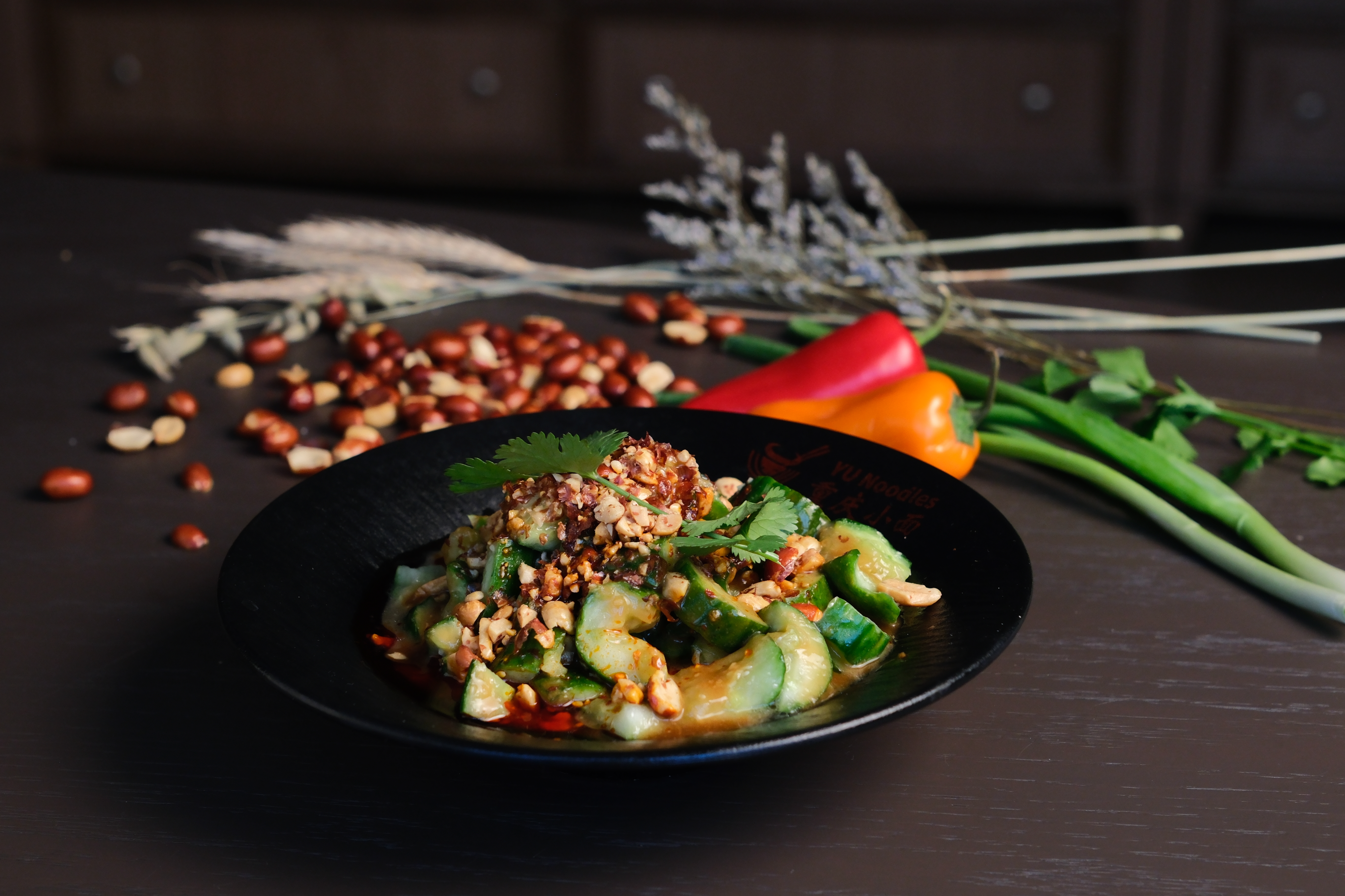 A spicy cucumber appetizer from YU Noodles